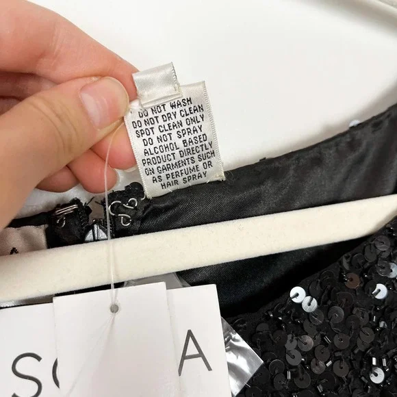 NWT Scala Black Silk Fully Sequin Long Sleeve Maxi Dress Side Slits Size Small - Picture 13 of 14